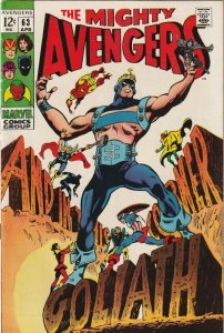 The Mighty Avengers # 63 VF Marvel 1969 Goliath Appearance [D9]