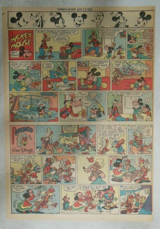 Mickey Mouse Sunday Page by Walt Disney from 4/22/1945 Tabloid Page Size 