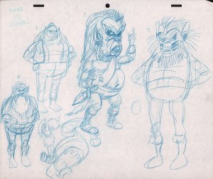 Ogres Pencil Animation Art - 63 - 5 Figures - He-Man Related?