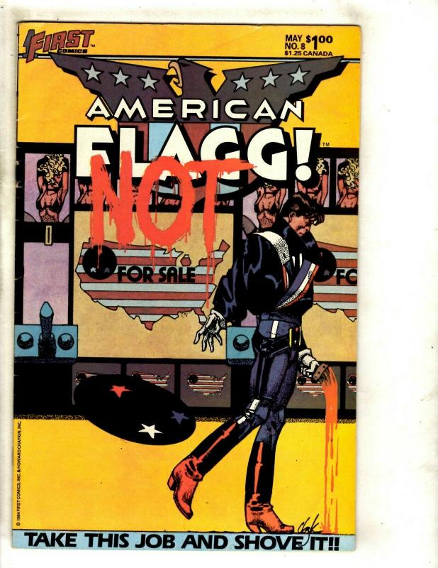 Lot Of 11 Comic Books Amerikan Flagg 2 3 4 5 American Flag 1 4 6 (2) 7 8 9 JF17