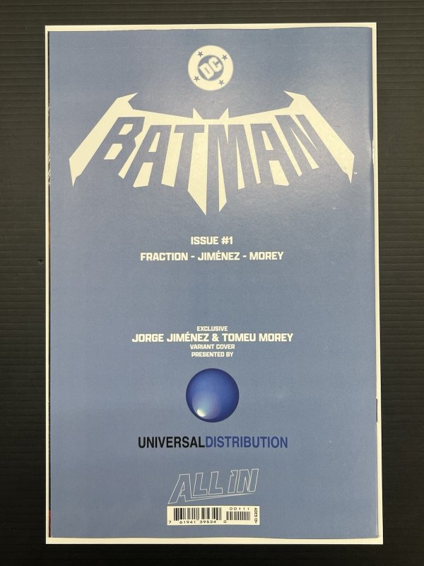 BATMAN #1 UNIVERSAL ALLIANCE EXCLUSIVE JORGE JIMENEZ VAR NM+ IN-HAND PROSHIPPER
