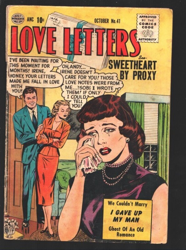 Love Letters #41 1955-Love triangle cover & story-Ghost of An Old Romance-b...