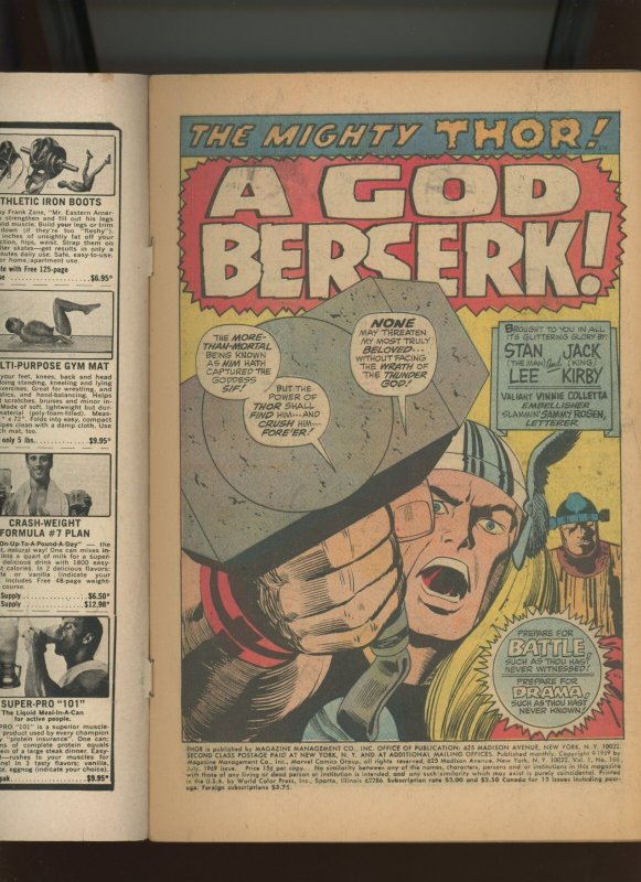 (1969) Thor #166: SILVER AGE! KEY ISSUE! CLASSIC BATTLE VERSUS HIM! (2.5/3.0)