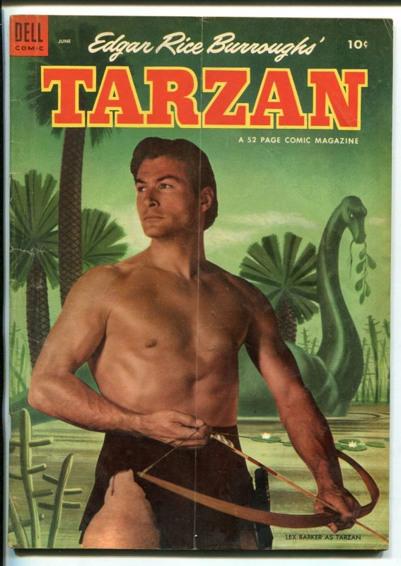 TARZAN #45-1953-DELL-BURROUGHS-MARSH-LEX BARKER PHOTO COVER-vg