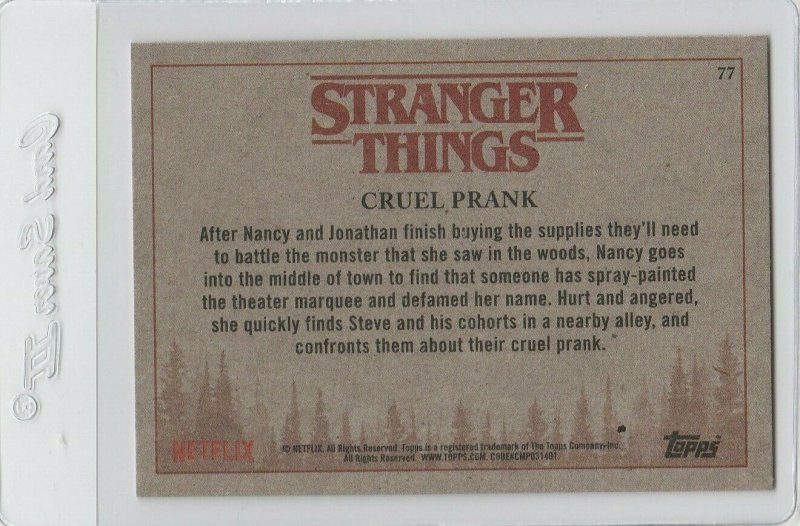 Stranger Things Cruel Prank 77 Topps Netflix 2018 Season One trading card