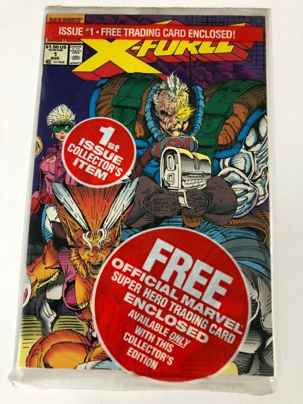X FORCE 1 polybagged W/DEADPOOL CARD -white on black Cap logo  UNCIRCULATED