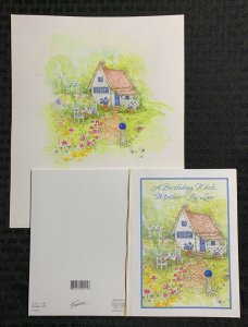 BIRTHDAY MOTHER Cottage w/ Flowers 9x11 Greeting Card Art #0215 w/ 9 Cards