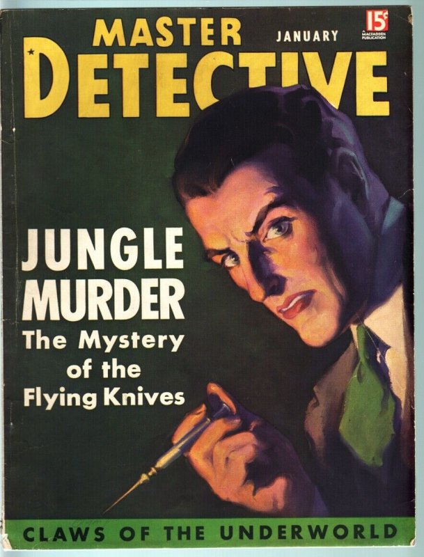 MASTER DETECTIVE JAN 1936-VG+-HYPODERMIC NEEDLE CVR!-TRUE CRIME MAG VG+