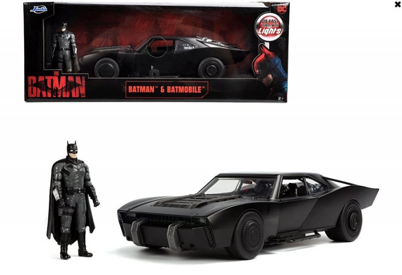 Batmobile with Lights with Batman Diecast Figurine The Batman (2022) Movie