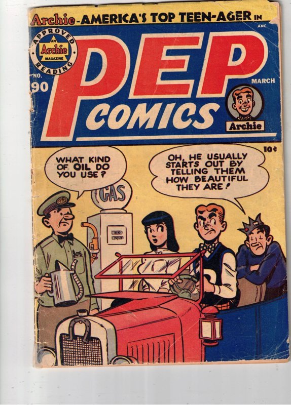 Pep Comics #90 (1952) 50% OFF SALE NOW! Jalopy GassUp! Archie, Jughead, Veronica