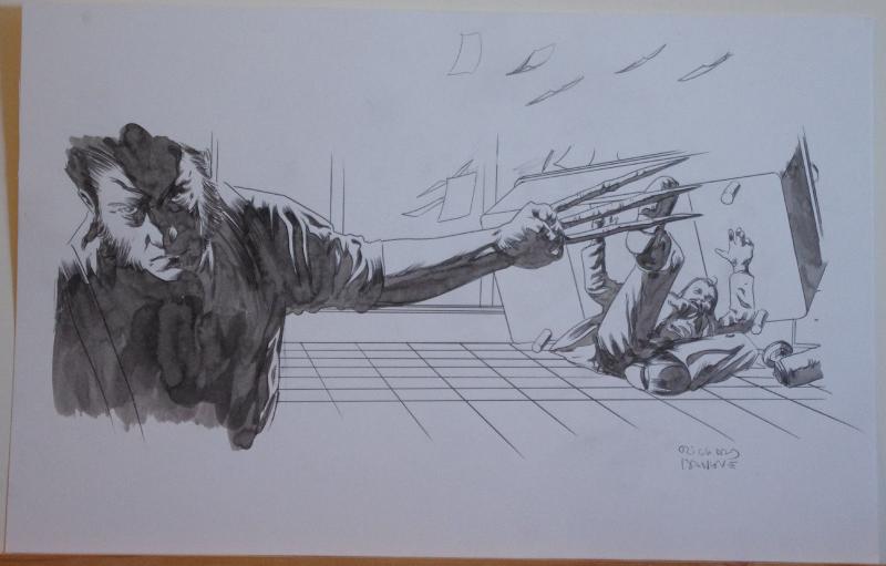 RICHARD ISANOVE original art, SAVAGE WOLVERINE #16, Signed, 11x17, Fight, Claws