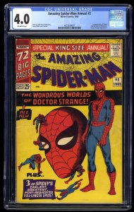 Amazing Spider-Man Annual #2 CGC VG 4.0 Off White Dr. Strange Appearance!