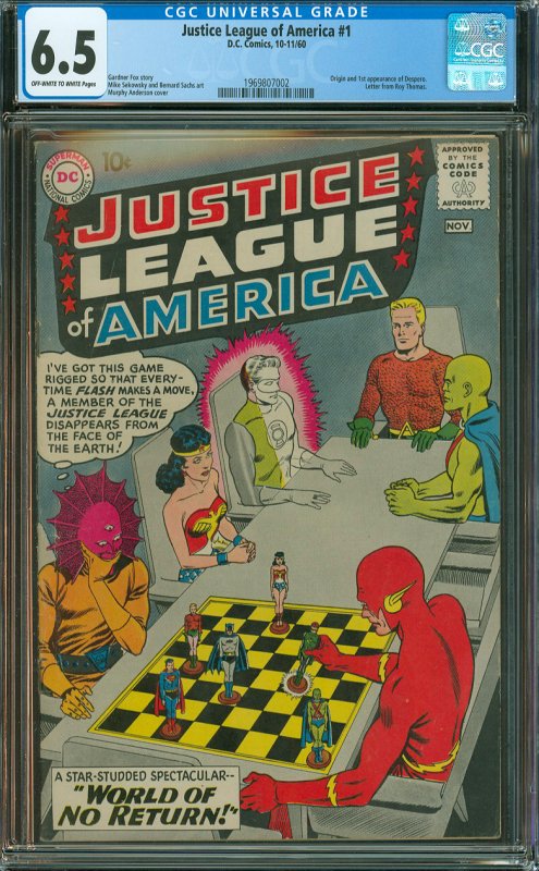 Justicer League of America #1 CGC Graded 6.5 Origin and 1st appearance of Des...