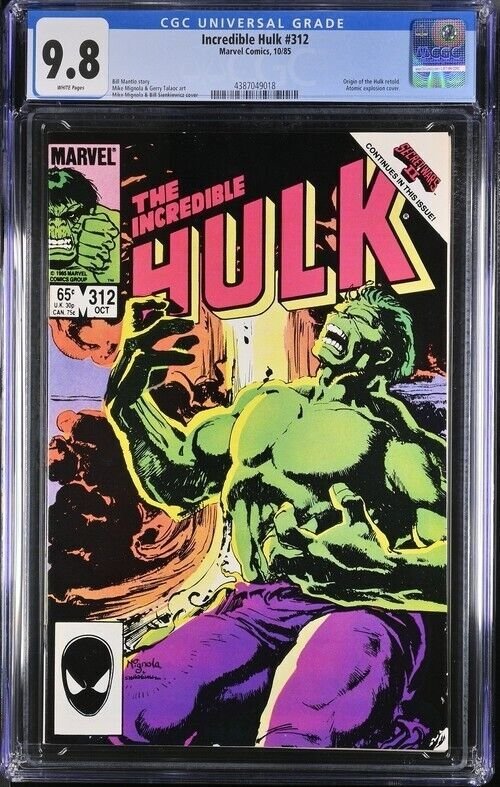 INCREDIBLE HULK #312 1985 MARVEL CGC 9.8 WHITE PAGES 9018