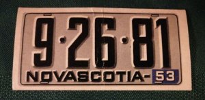 Topps Vintage 1953 License Plate Trading Card #52~Nova Scotia