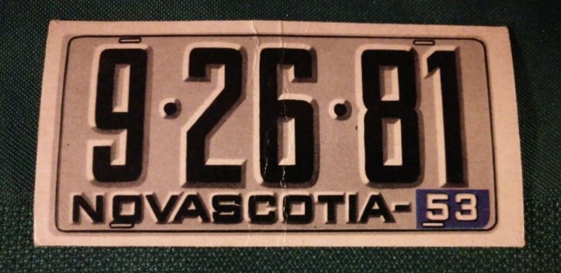 Topps Vintage 1953 License Plate Trading Card #52~Nova Scotia