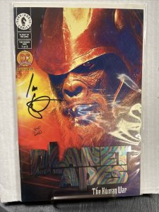 PLANET OF THE APES THE HUMAN WAR #1 DYNAMIC FORCES GOLD LOGO LE signed