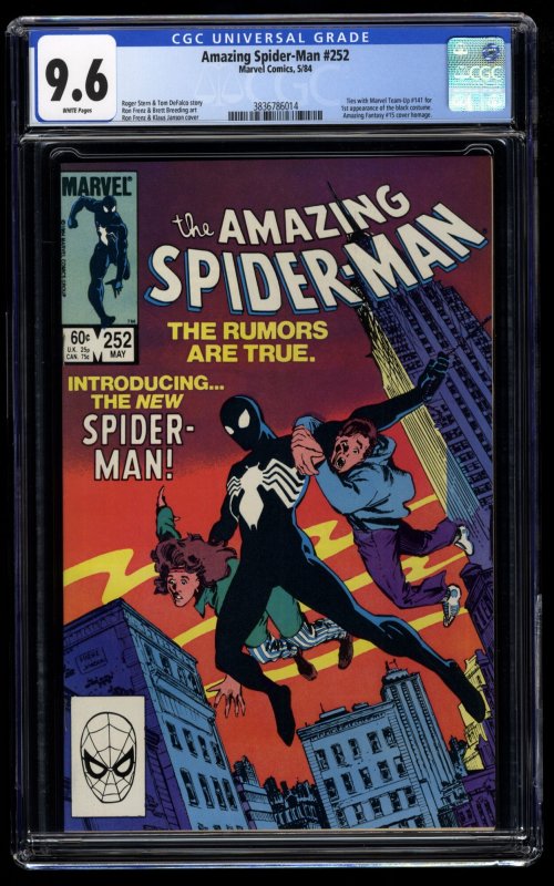 Amazing Spider-Man #252 CGC NM+ 9.6 White Pages 1st Black Costume!