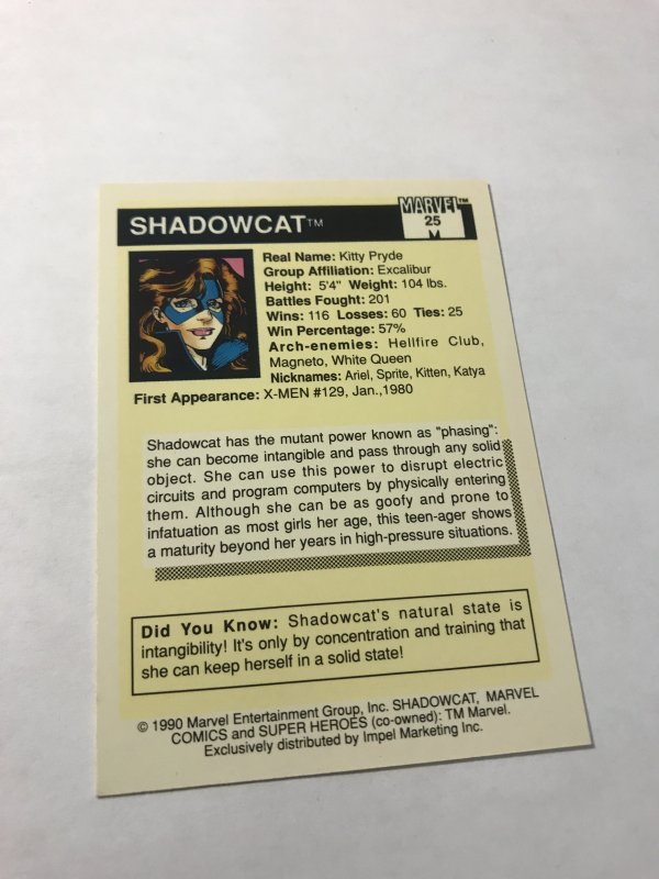 SHADOWCAT #25 card : 1990 Marvel Universe Series 1, NM/M, X-Men, dragon pet