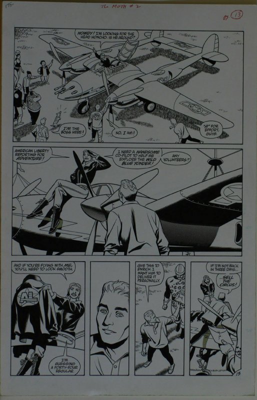 STEVE RUDE / GARY MARTIN original art THE MOTH 2 pg 13 11x17 America Liberty