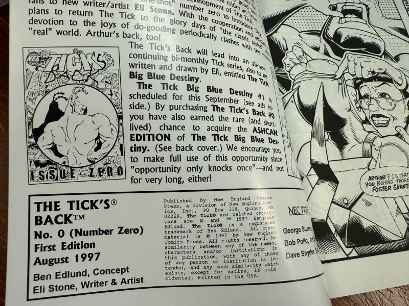 The Tick's Back # 0 VF/NM NEC Comic Book New England Comics 1st Print  13 J300