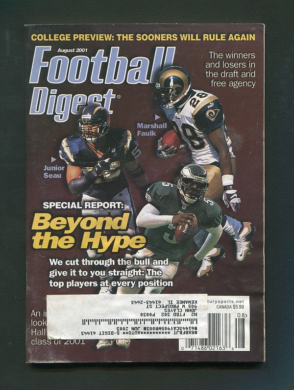 Football Digest / Marshall Faulk  / August  2001