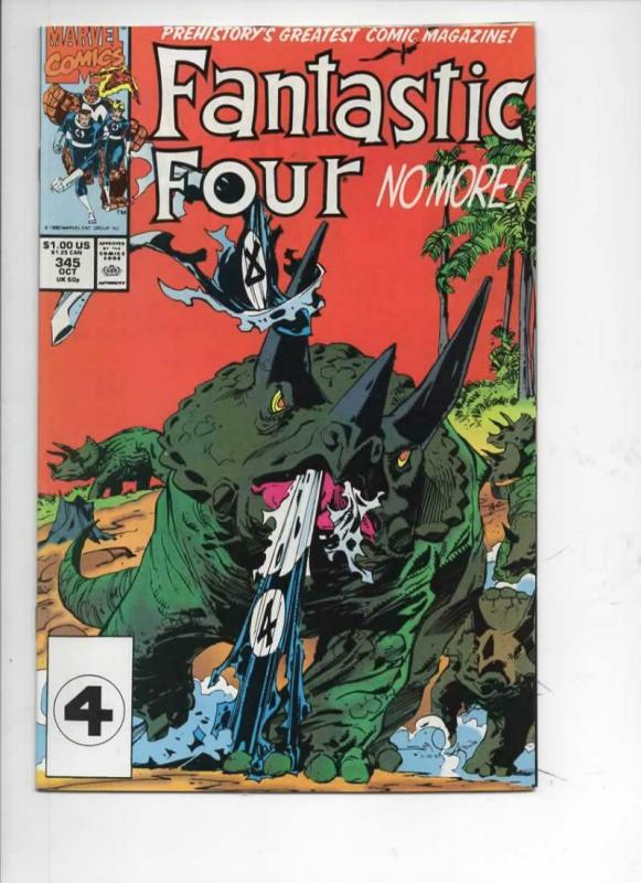 FANTASTIC FOUR #345 VF/NM Dinosaurs, 1961 1990 Marvel, more FF in store