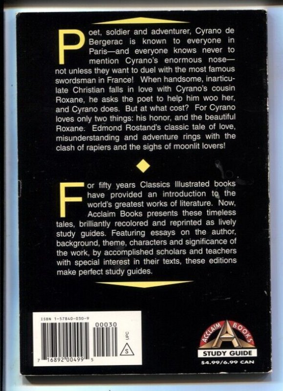 Classics Illustrated Cyrano De Bergerac Edmond Rostand 1997 Acclaim