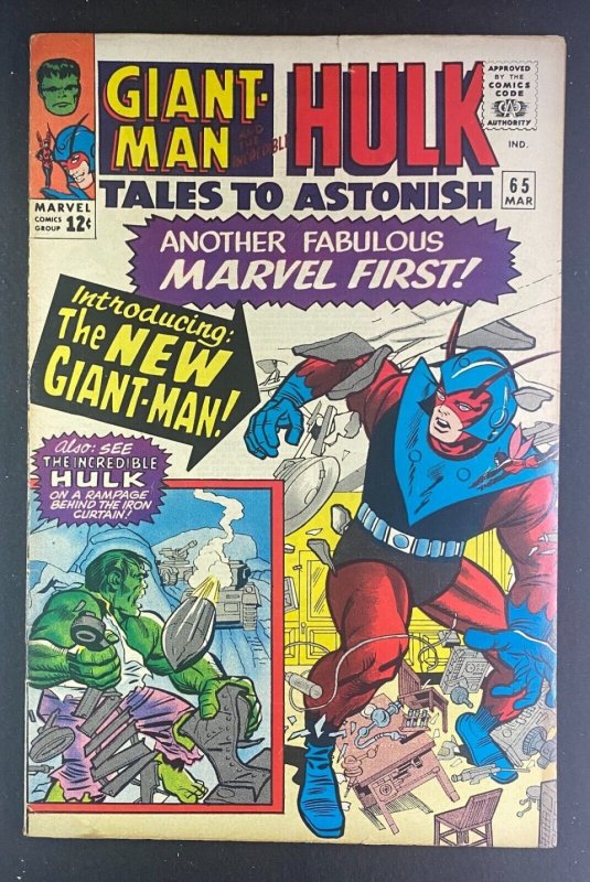 Tales to Astonish (1959) #65 VG/FN (5.0) New Giant-Man Costume Hulk Jack Kirby
