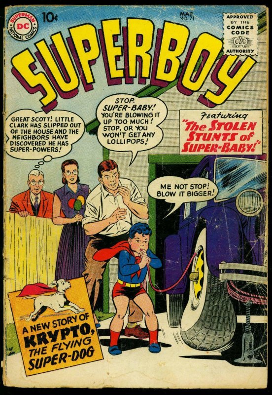 Superboy Comics #71 1959- Krypto story- tire change FAIR