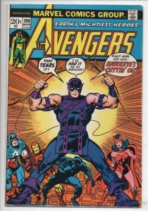 AVENGERS #109, FN+, HawkEye, Thor, Black Panther, Captain America, 1963 1973