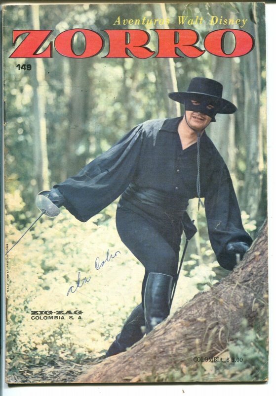 Adventures of Zorro-Walt Disney #149-1968-Guy Williams-South American-VG