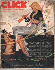 Click 1/1941-pin up girl calendar cover-Earl Moran-Fantasia-Disney-Einstein-FR