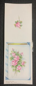 EASTER Pink Roses Looks Like Book 2-Panels 5x14 Greeting Card Art #10410