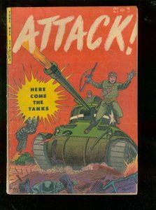 ATTACK #2 1953-HERE COME THE TANKS-KOREA-WW II-VIOLENT  VG