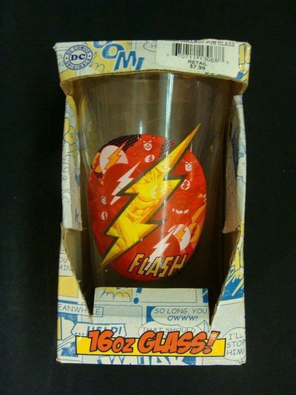 The Flash DC Comics 16oz Glass Flash Collage Pub Glass toonlabsink