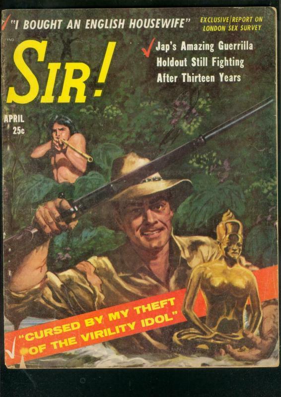 SIR! PULP-APR 1958-WILD JUNGLE COVER-CHEESECAKE-CRIME G