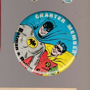 1966 BATMAN & ROBIN Society Charter Member 3.5 Pin Pinback Button Badge VG+ 4.5
