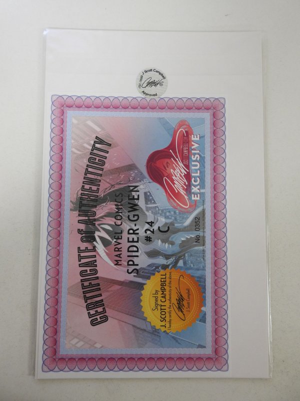 Spider-Gwen #24 Campbell Cover C (2017) Signed by Campbell Cert sealed!