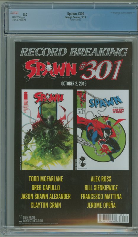 Spawn #300 Variant Cover J CGC 8.0! Amazing Spider-Man #300 Cover Homage!