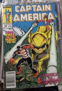 Captain America  #339  1988 MARVEL DISNEY fall of the mutants  NEWSTAND VARIANT