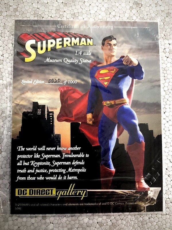 SUPERMAN 1:4 SCALE MUSEUM QUALITY STATUE DC DIRECT GALLERY SEALED LMTD 20/1000