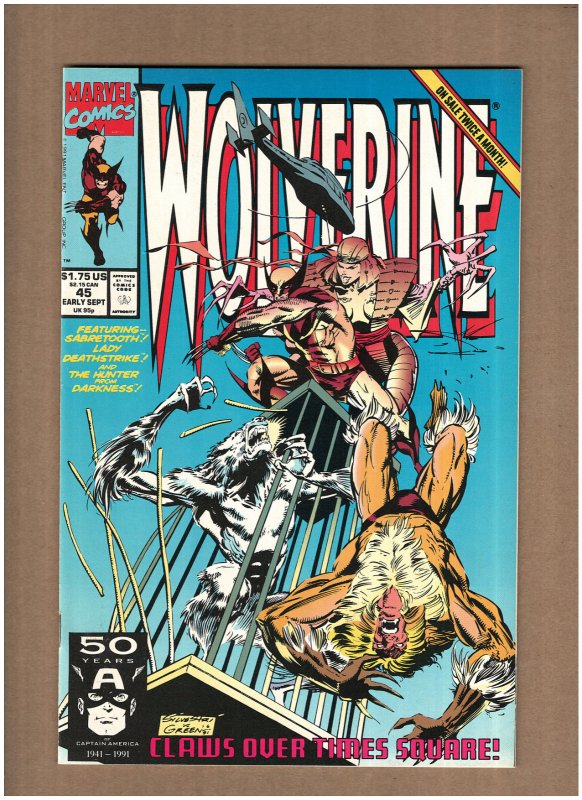 Wolverine #45 Marvel Comics 1991 LADY DEATHSTRIKE SABRETOOTH NM- 9.2