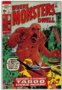 WHERE MONSTERS DWELL 5 VF Sept. 1970