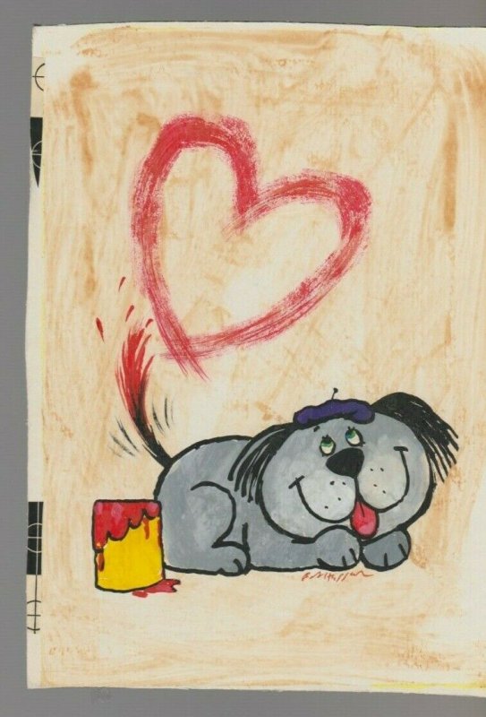 DOG PAINTING HEART w/ Tail 5.5x7.5 #5807 Greeting Card Art