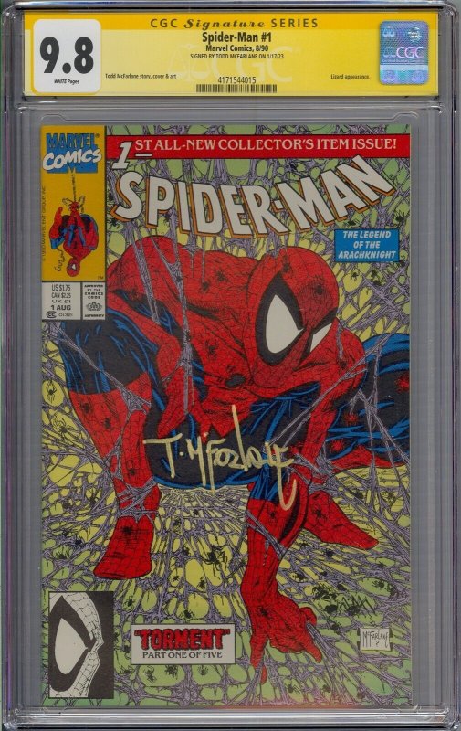 SPIDER-MAN #1 CGC 9.8 LIZARD SS SIGNED TODD MCFARLANE WHITE PAGES 4015