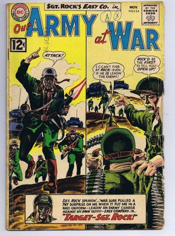 Our Army at War #124 ORIGINAL Vintage 1962 DC Comics Sgt Rock