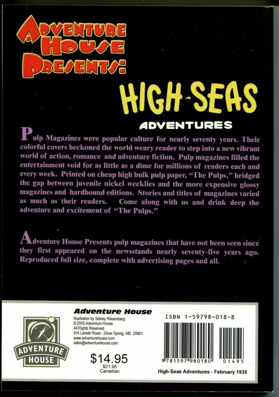 High-Seas Adventures 2/1935-High Adventure-pulp reprint-The War Gang-NM