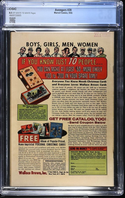 Avengers (1965) #20 - CGC 8.5 - Swordsman Appearance