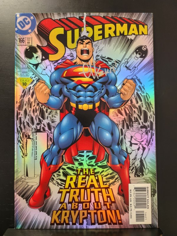 Superman #166 - Signed Ed McGuinness, Foil Cover/ Encased (9.0/9.2) 2001